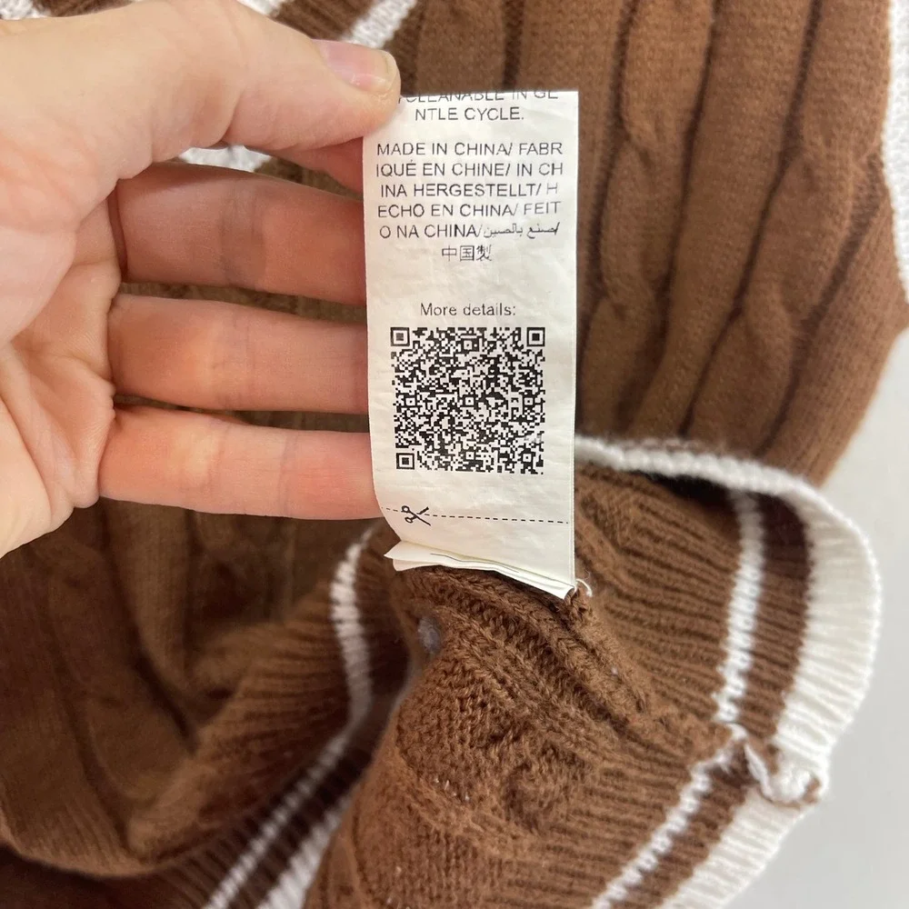 SHEIN Brown Cable Knit V Neck Sweater Vest Kids Size 8Y - Picture 4 of 13